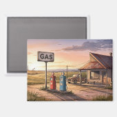 Aimant Oklahoma Route 66 Gare Vintage (Recto/Verso)