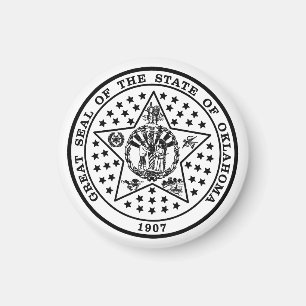 Aimant Oklahoma State Seal (black and white)
