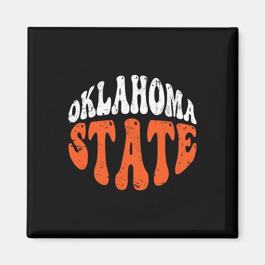 Aimant Oklahoma State Tee.retro Vintage Distressed Design (Devant)