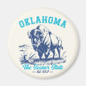 Aimant Oklahoma The Sooner State - Bison Art Design (Devant)