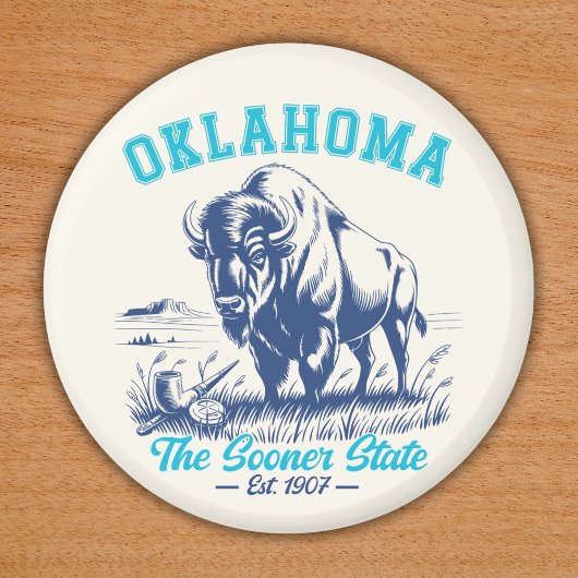 Aimant Oklahoma The Sooner State - Bison Art Design