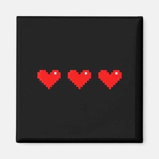 Aimant Old 8 Bit Heart Arcade Retro Xel Gamer Valentine's (Devant)