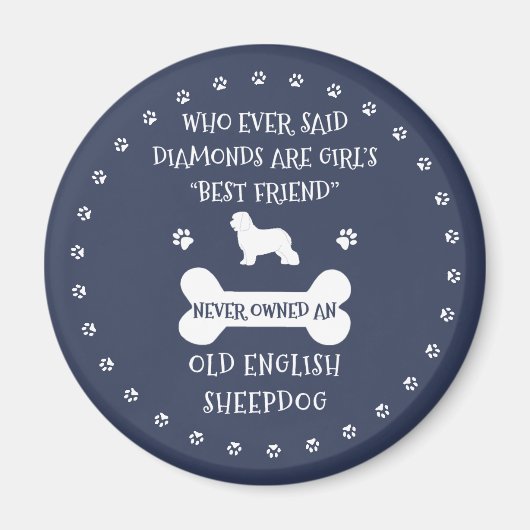 Aimant Old English Sheepdog Best Friend (Devant)