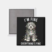 Aimant Old English Sheepdog Christmas I'm Fine Everything (Recto/Verso)