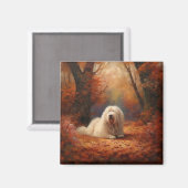 Aimant Old English Sheepdog en automne Leaves Fall Inspir (Recto/Verso)