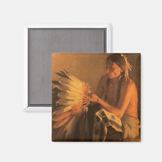 Aimant Old War Bonnet par Joseph Henry Sharp (Recto/Verso)