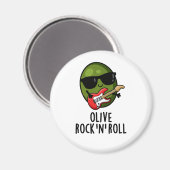 Aimant Olive Rock Et Roll Funky Rocker Olive Pun (Recto/Verso)