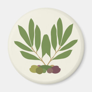 Aimant Olives minimalistes et branches.