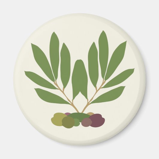 Aimant Olives minimalistes et branches. (Devant)