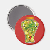 Aimant Olivier et herbe préserve cuisine rouge vert (Recto/Verso)