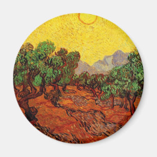 Aimant Oliviers au ciel jaune et Sun Van Gogh
