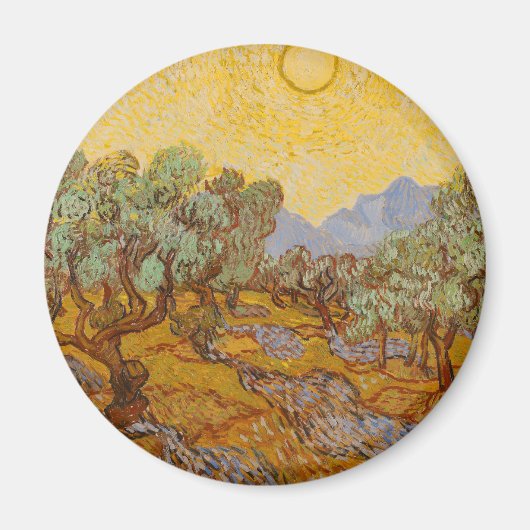 Aimant Oliviers de Van Gogh Ciel Soleil Jaune (Devant)