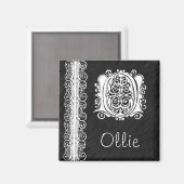 Aimant Ollie O Monogramme Dentelle blanche sur l'aimant n (Recto/Verso)