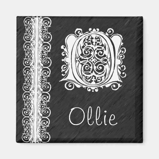 Aimant Ollie O Monogramme Dentelle blanche sur l'aimant n (Devant)