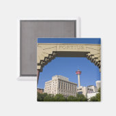 Aimant Olympic Plaza et Calgary Tower, Alberta, Canada (Recto/Verso)