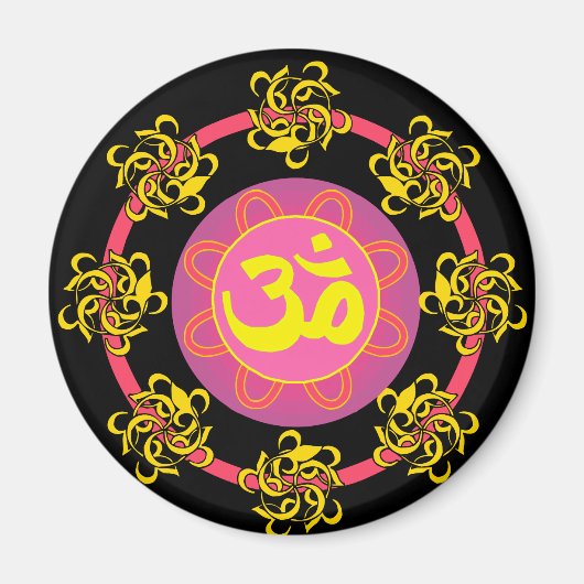 Aimant Om avec des perles et des couleurs ! (Devant)