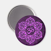 Aimant Om Floral De Pierre Violette (Recto/Verso)