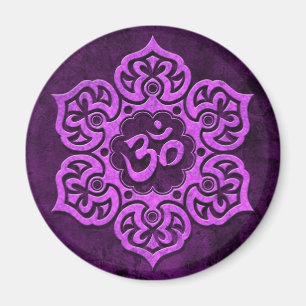 Aimant Om Floral De Pierre Violette