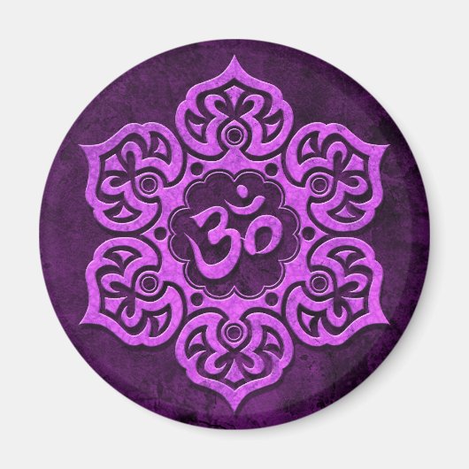 Aimant Om Floral De Pierre Violette (Devant)