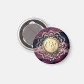 Aimant OM Lotus Mandala marbre violet Agate (Recto/Verso)