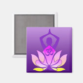 Aimant Om Lotus Pose de Yoga Fleur sur Gradient Violet (Recto/Verso)