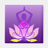 Aimant Om Lotus Pose de Yoga Fleur sur Gradient Violet (Devant)