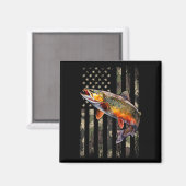 Aimant Omble de fontaine drapeau américain pêche (Recto/Verso)