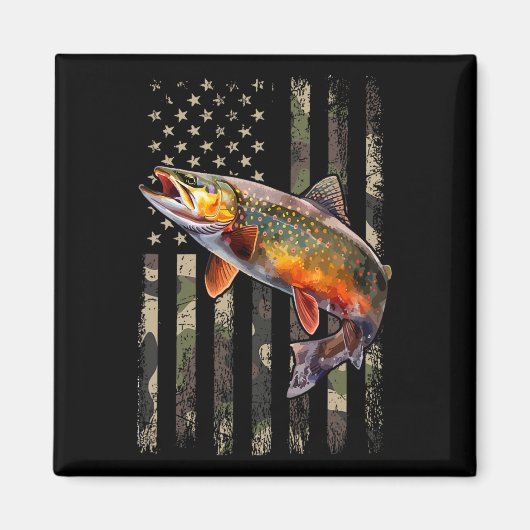 Aimant Omble de fontaine drapeau américain pêche (Devant)