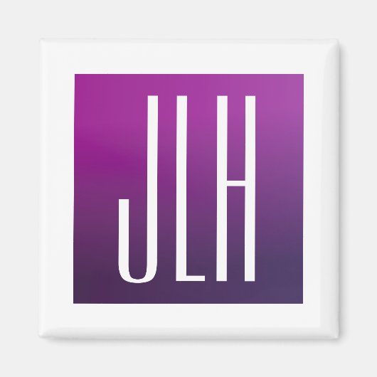Aimant Ombre Violet & Initiales ou autre Texte Blanc (Devant)