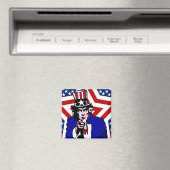 Aimant Oncle Sam avec étoiles et rayures Arrière - plan (In Situ (Lave-vaisselle))