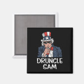Aimant Oncle Sam Druncle Funny Oncle Sam Bière 4 Juillet  (Recto/Verso)
