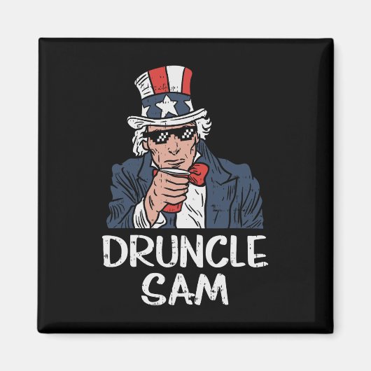 Aimant Oncle Sam Druncle Funny Oncle Sam Bière 4 Juillet  (Devant)