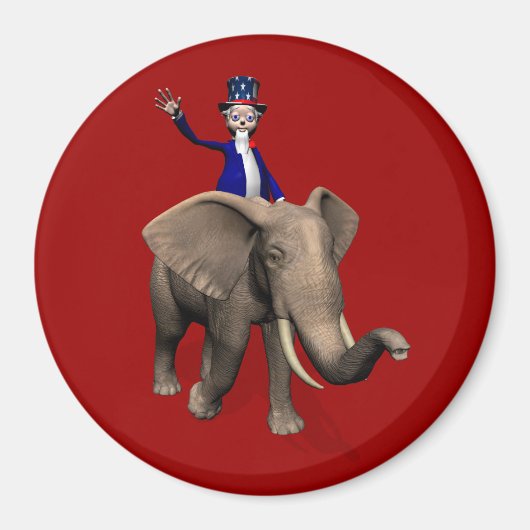 Aimant Oncle Sam Riding On Elephant (Devant)