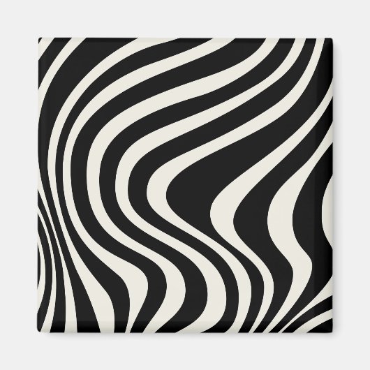 Aimant Ondes de style rétro noir et blanc (Devant)