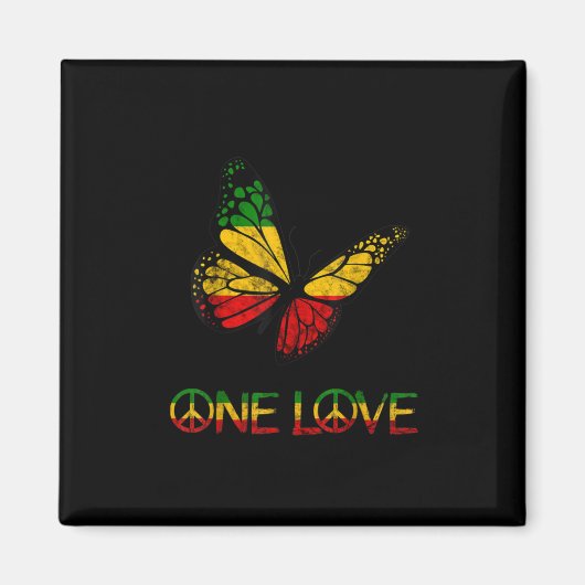 Aimant One Love Butterfly Rasta Reggae (Devant)