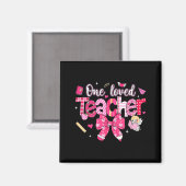 Aimant One Loved Teacher Coquette Bow Pencil Valentine Gi (Recto/Verso)