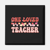 Aimant One Loved Teacher Happy Valentines Day Retro Groov (Devant)