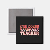 Aimant One Loved Teacher Happy Valentines Day Retro Groov (Recto/Verso)