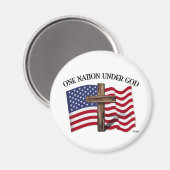 Aimant One Nation Under God avec croix robuste et drapeau (Recto/Verso)