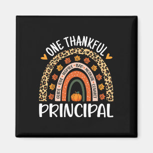 Aimant One Thankful Principal Thanksgiving Rainbow Leopar