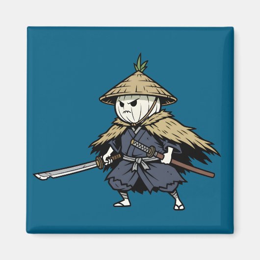 Aimant Onion Ronin Wandering Samurai Warrior Illustration (Devant)