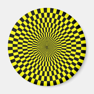 Aimant Op Art - Jaune et Noir