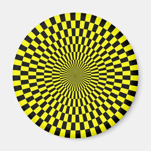Aimant Op Art - Jaune et Noir (Devant)