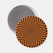 Aimant Op Art - Orange et noir (Recto/Verso)