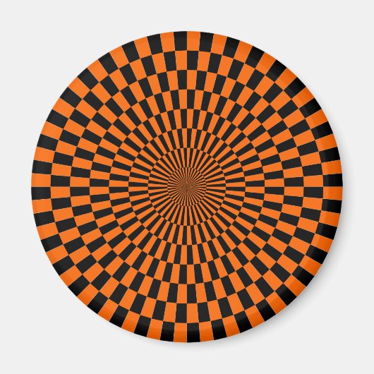 Aimant Op Art - Orange et noir (Devant)