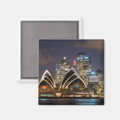 Aimant Opéra de Sydney & ville la nuit, Australie (Recto/Verso)