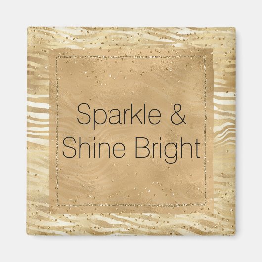Aimant Or Blanc Ombre Zebra Confetti Sparkles (Devant)