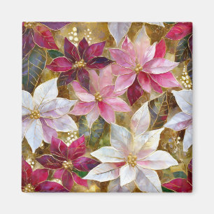 Aimant Or Bourgogne Bronze Rose Rouge Blanc Poinsettia