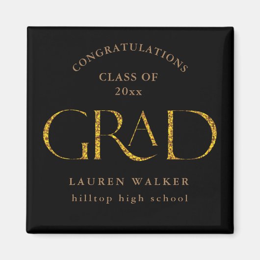 Aimant or brillant élégant script diplômé (Devant)