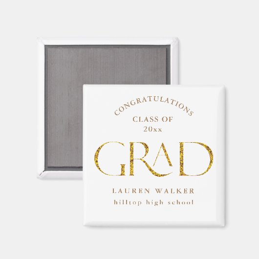 Aimant or brillant élégant script magnétique diplômé (Recto/Verso)